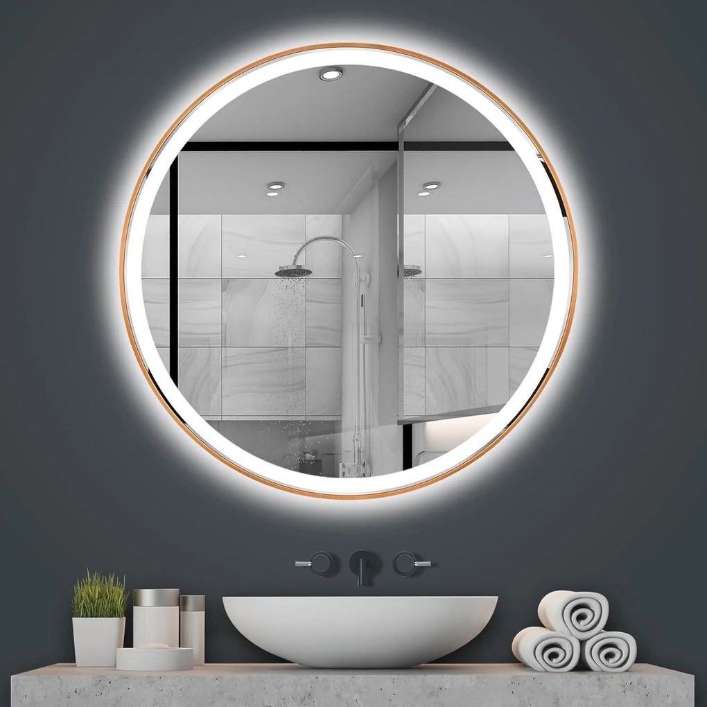 Rea MMJ, okrúhle LED zrkadlo 100 cm, medená matná, HOM-05498