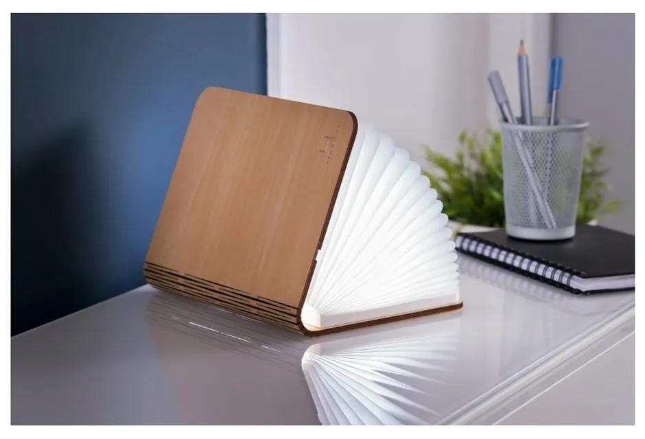 Svetlohnedá LED stolová lampa v tvare knihy z javorového dreva Gingko Booklight