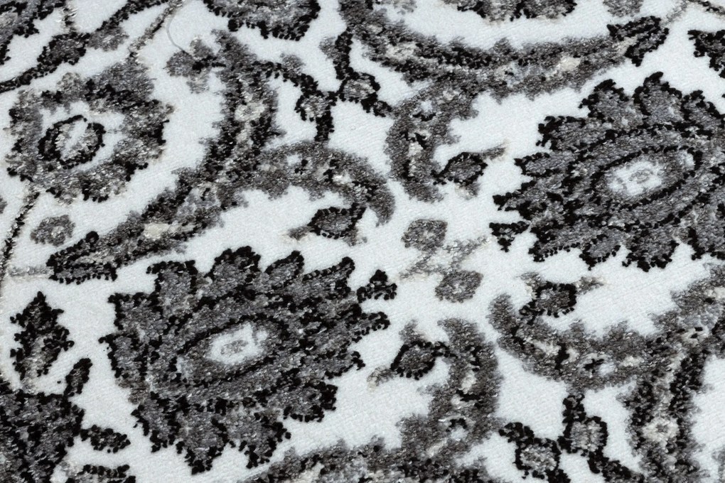 Behúň MATEO 8037/644Kvety, s rámom, sivý