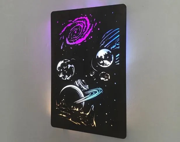 Svietiaci obraz Vesmír RGB na batériu