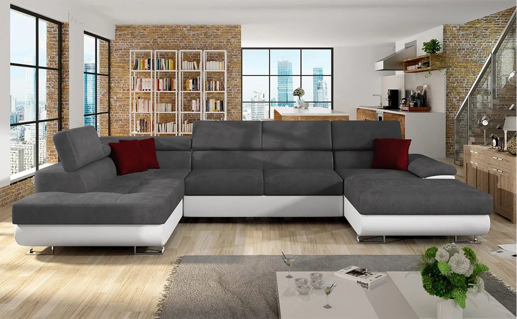 Rohová sedacia súprava Alvin Bis, Dostupné poťahy: ekokoža Soft 017 + Uttario Velvet 2971 + Kronos 02, Strana: Ľavá - U