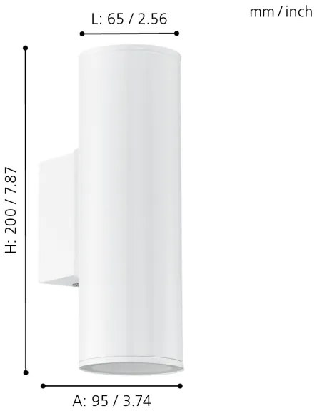 Eglo 94101 - LED vonkajšie osvetlenie RIGA 2xGU10/3W/230V