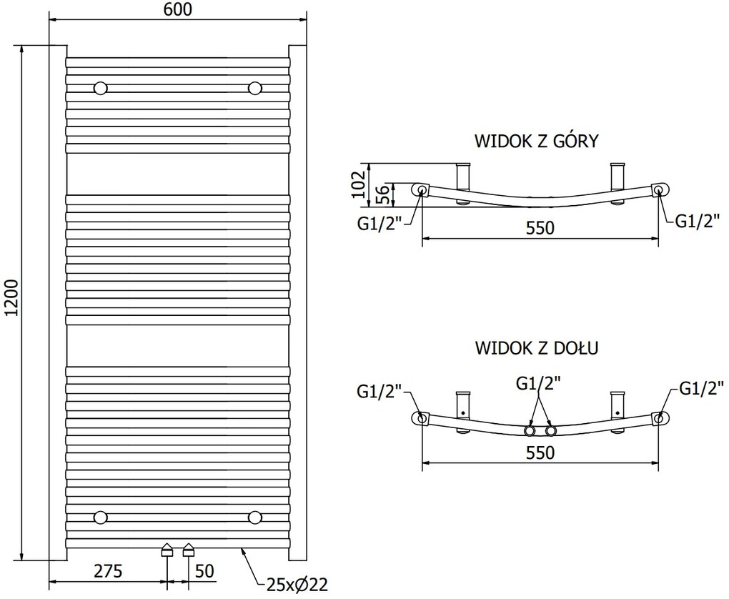 Mexen Ares, vykurovacie teleso 1200x600 mm, 620 W, antracitová, W102-1200-600-00-66