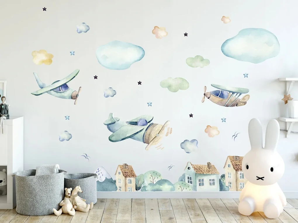 Vulpi Detské samolepky na stenu Air Transport 100x55 cm