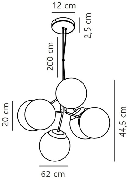 Nordlux - Luster na lanku IVONA 6xE27/28W/230V zlatá