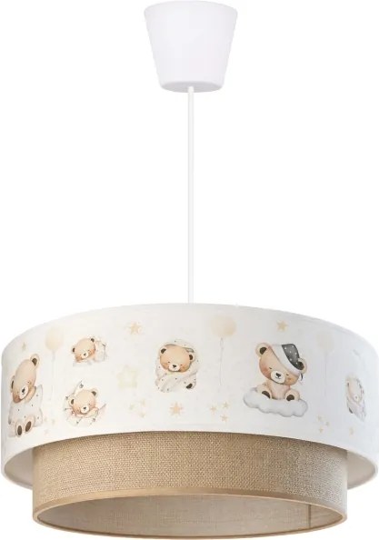 Brilagi- LED Detský luster na lanku BOBO 1xE27/60W/230V pr. 40 cm biela/béžová/medvedík