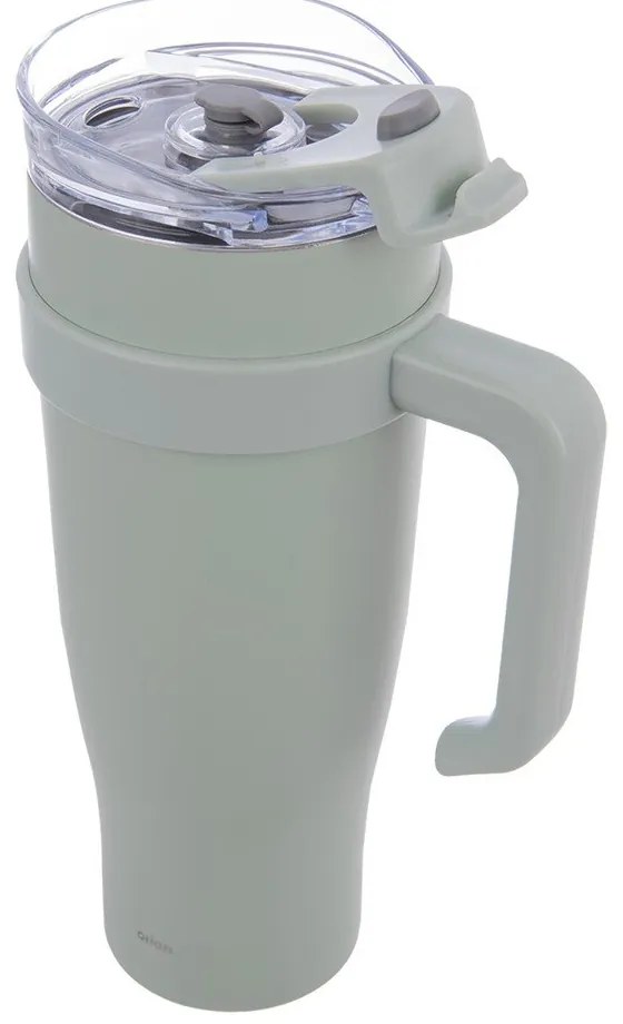 Šalviový zelený termo hrnček so slamkou 1,2 l Termo – Orion