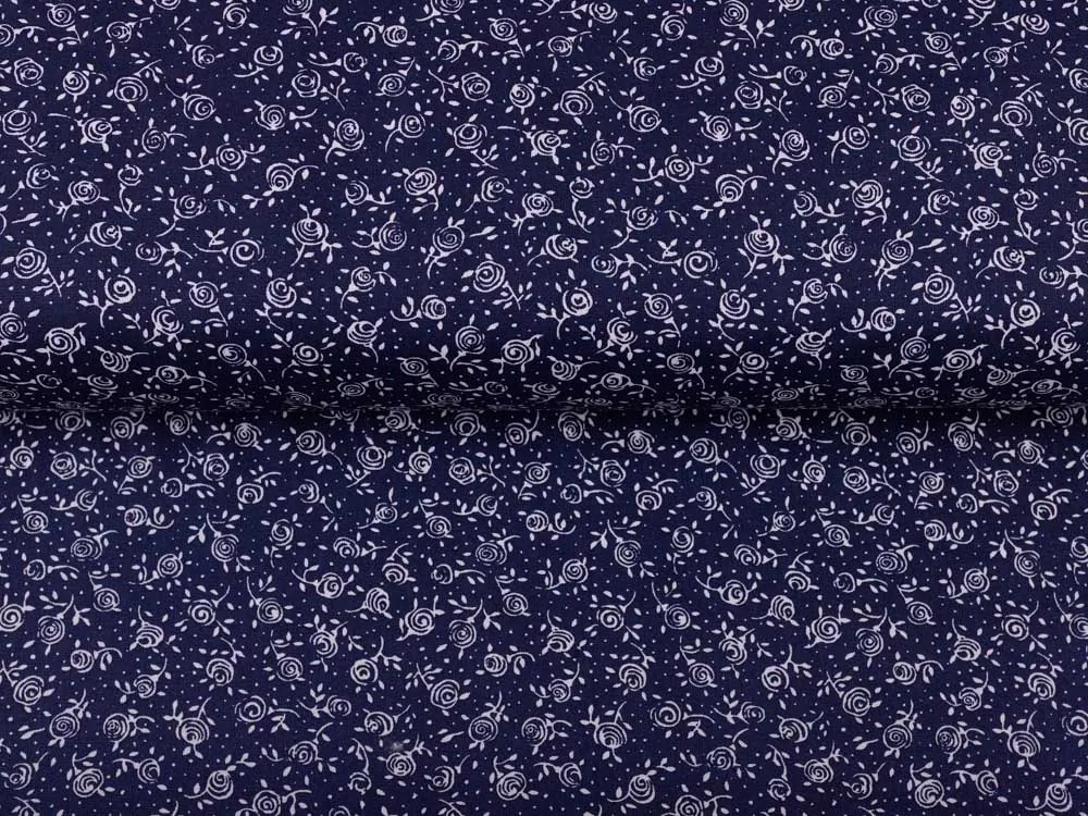 Biante Detské bavlnené posteľné obliečky do postieľky Sandra SA-359 Drobné kvietky na tmavo modrom Do postieľky 100x135 a 40x60 cm