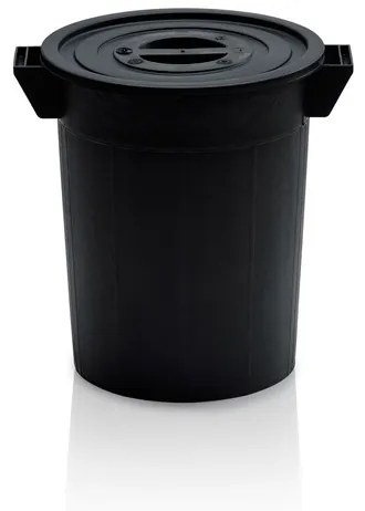 Plastová nádoba s vekom, 50 l, regranulát, čierna