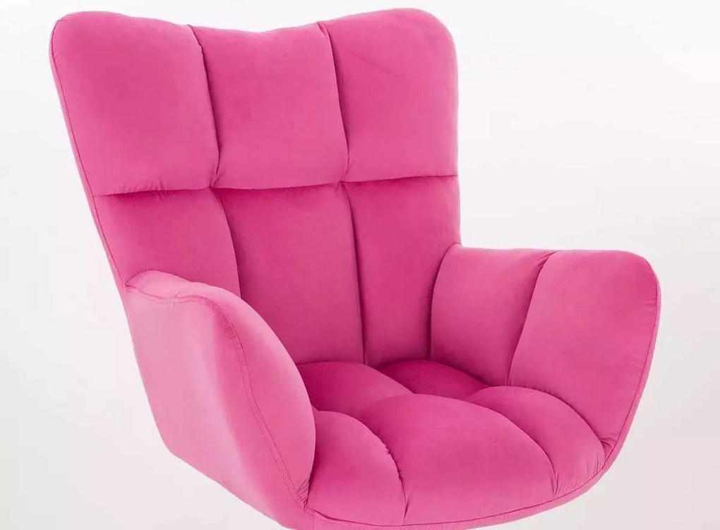 LuxuryForm DESIGN Kreslo AURORA VELUR na čiernej podstave s kolieskami - tmavo ružové