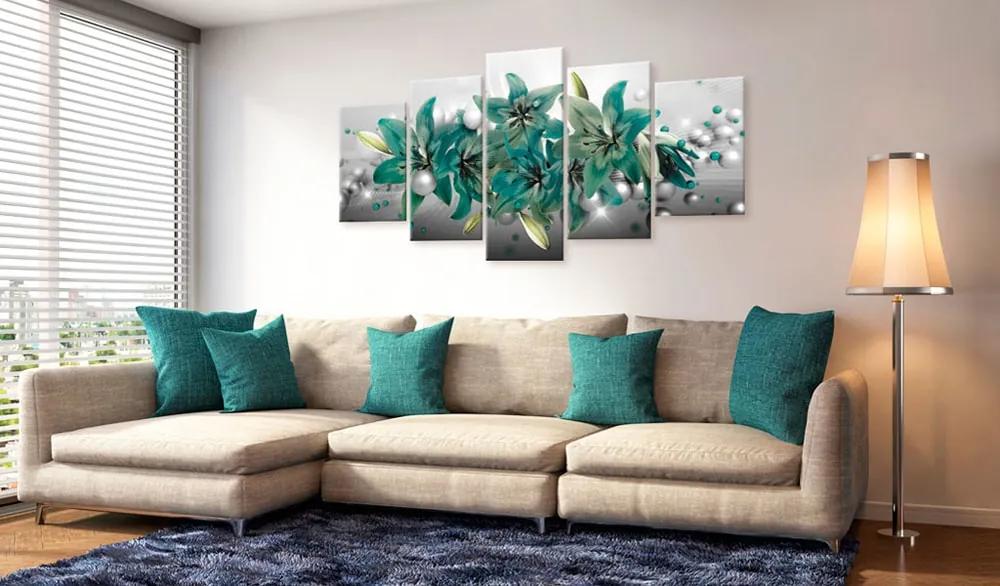 5 dielny obraz tyrkysové kvety - Turquoise Bouquet