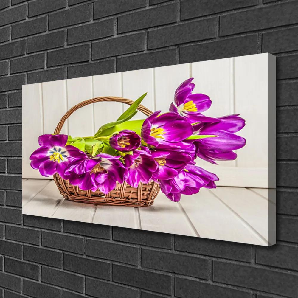 Obraz Canvas Kvety v košíku 100x50 cm