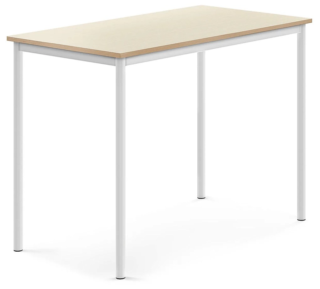 Stôl SONITUS, 1200x700x900 mm, HPL - breza, biela