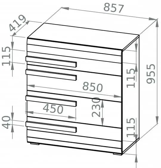 Komoda SARPA 96x86 cm biela/hnedá