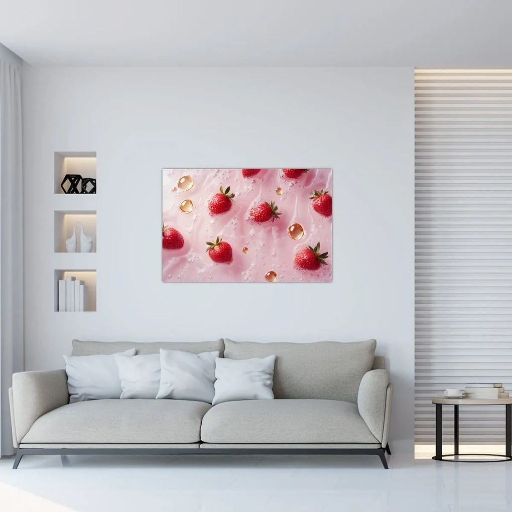 Obraz - Jahody v bublinách (90x60 cm)