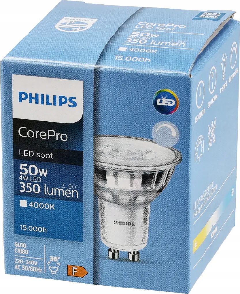 LED žiarovka Philips GU10 - 4W - 350 Lm 36 ° - neutrálna biela - CorePro Premium