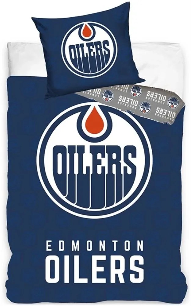 Hokejové posteľné obliečky NHL Edmonton Oilers - motív Shields - 100% bavlna renforcé - 70 x 90 cm + 140 x 200 cm