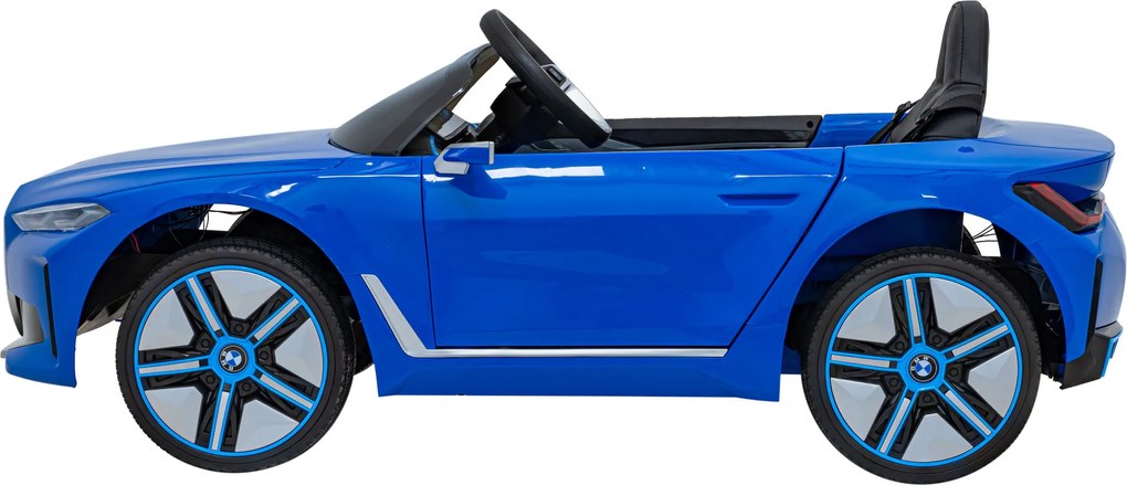Ramiz BMW i4 Detské autíčko na batérie modré + pomalý štart + EVA + ekokoža + LED audio + diaľkové ovládanie