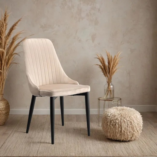 Jedálenská stolička LORIENT zamatová, béžová