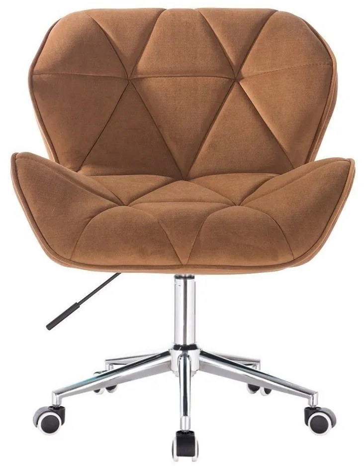LuxuryForm DESIGN Stolička MILANO VELUR na striebornej podstave s kolieskami - hnedá