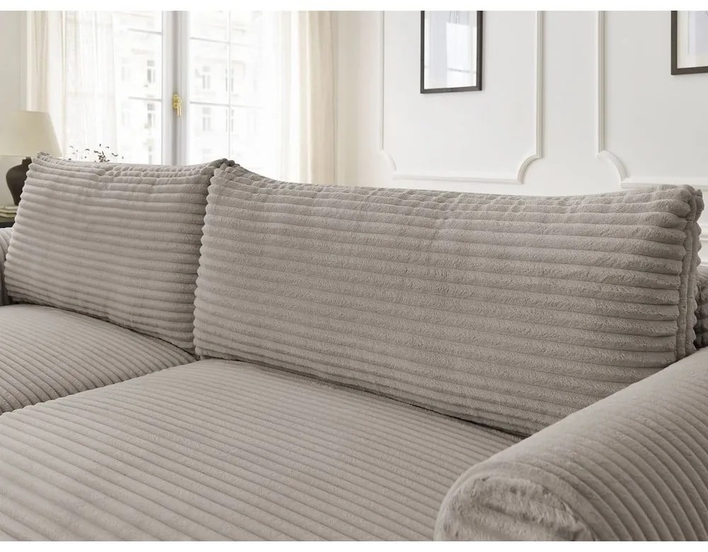 Svetlosivo-béžová menčestrová rozkladacia rohová pohovka (ľavý roh) Lucien – Bobochic Paris