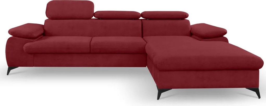 Rohová sedacia súprava Scala, červená látka, pravý roh