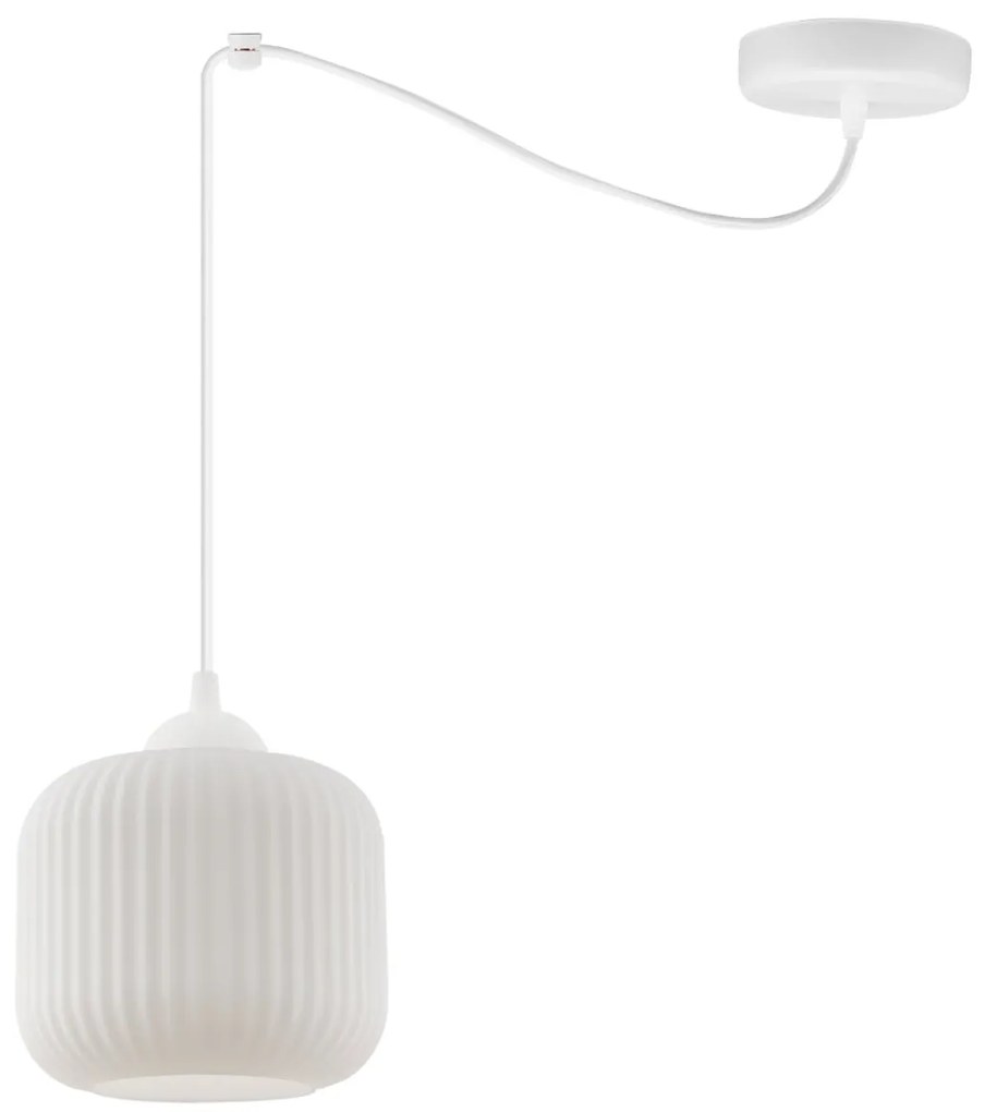 Závesné svietidlo Riffle Spider, 1x biele sklenené tienidlo, w