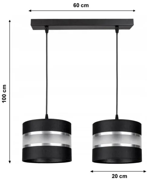 Luster na lanku CORAL 2xE27/60W/230V čierna