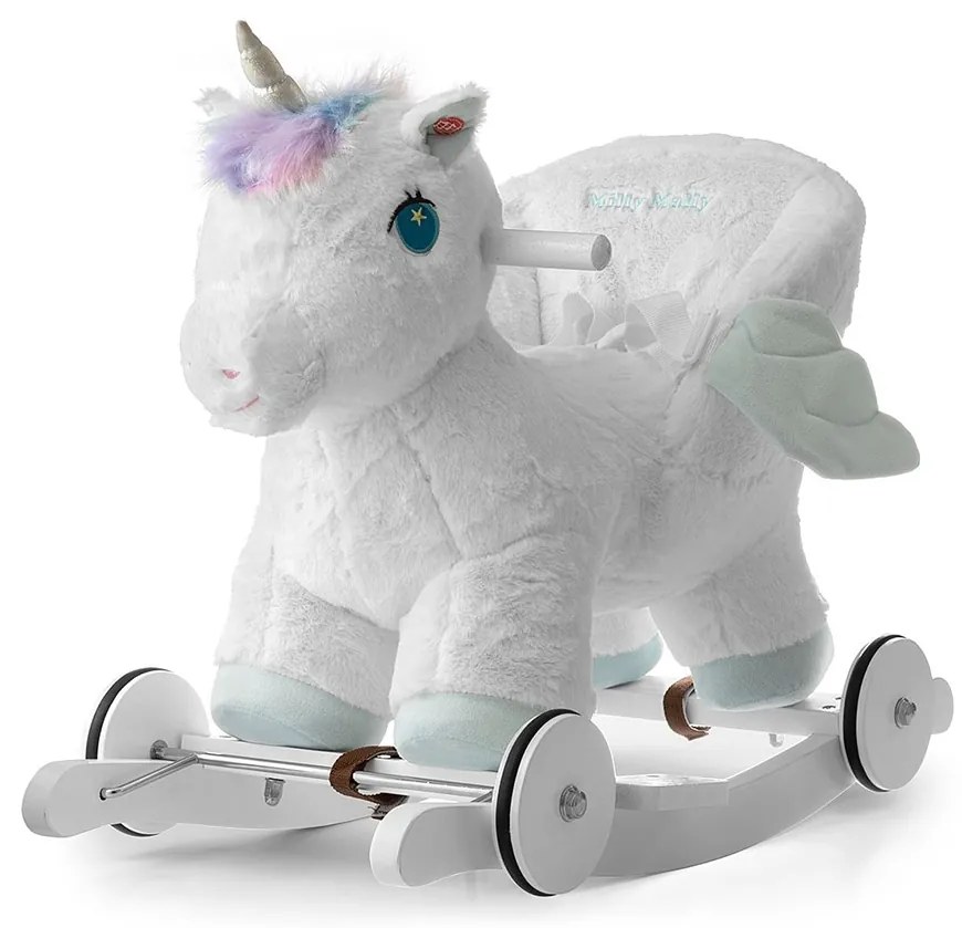 Hojdací koník s melódiou a kolieskami Milly Mally Polly Jednorožec