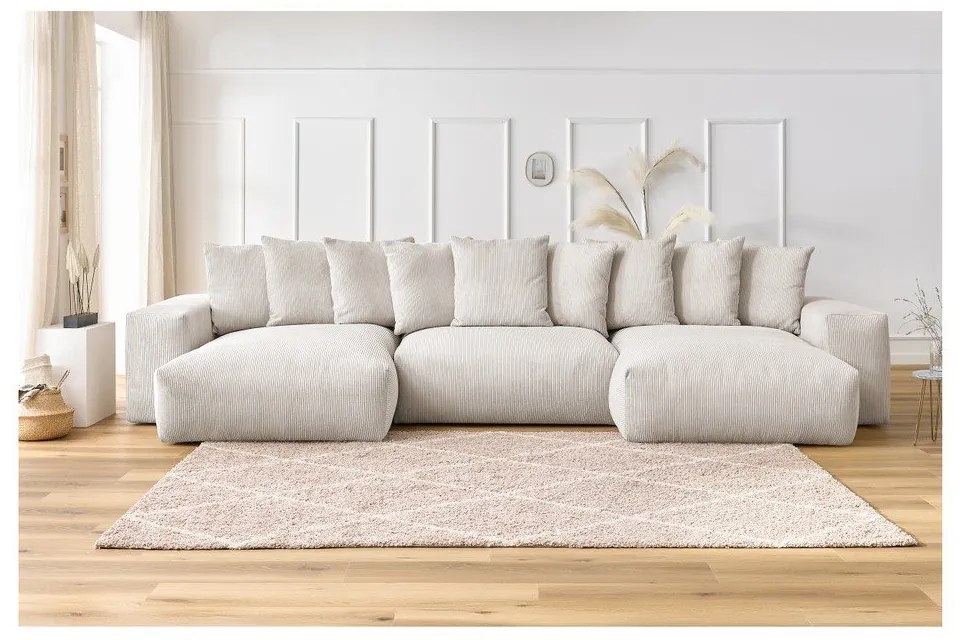 Krémová menčestrová rohová pohovka Voltaire – Bobochic Paris