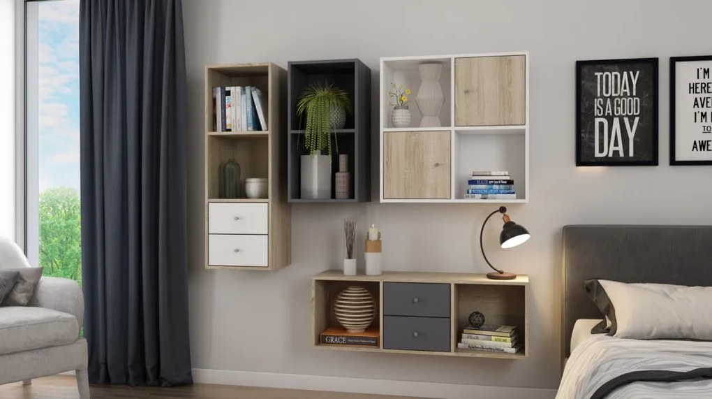 Súprava zásuviek (2 ks) Jerry, grafit