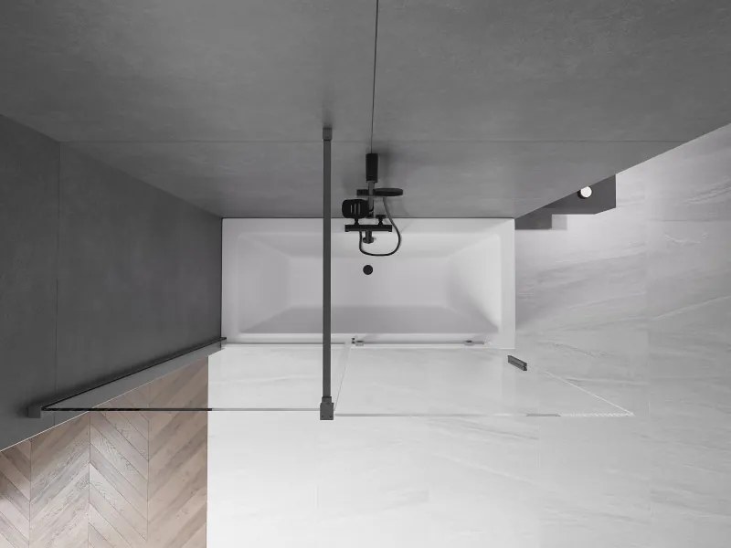 Mexen Velar, 2-krídlová posuvná vaňová zástena 160 x 150 cm, 8mm číre sklo, grafitový matný profil, 896-160-000-01-66