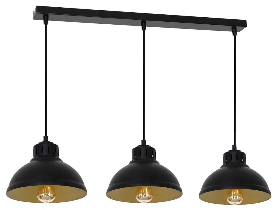 Luster na lanku SVEN 3xE27/15W/230V čierna/zlatá
