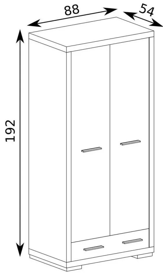 Šatníková skriňa Vega 37 (dub santana svetlý). Akcia -21%. Vlastná spoľahlivá doprava až k Vám domov. 1055482