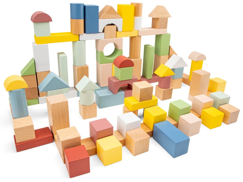 Drevené stavebné kocky - 100 ks