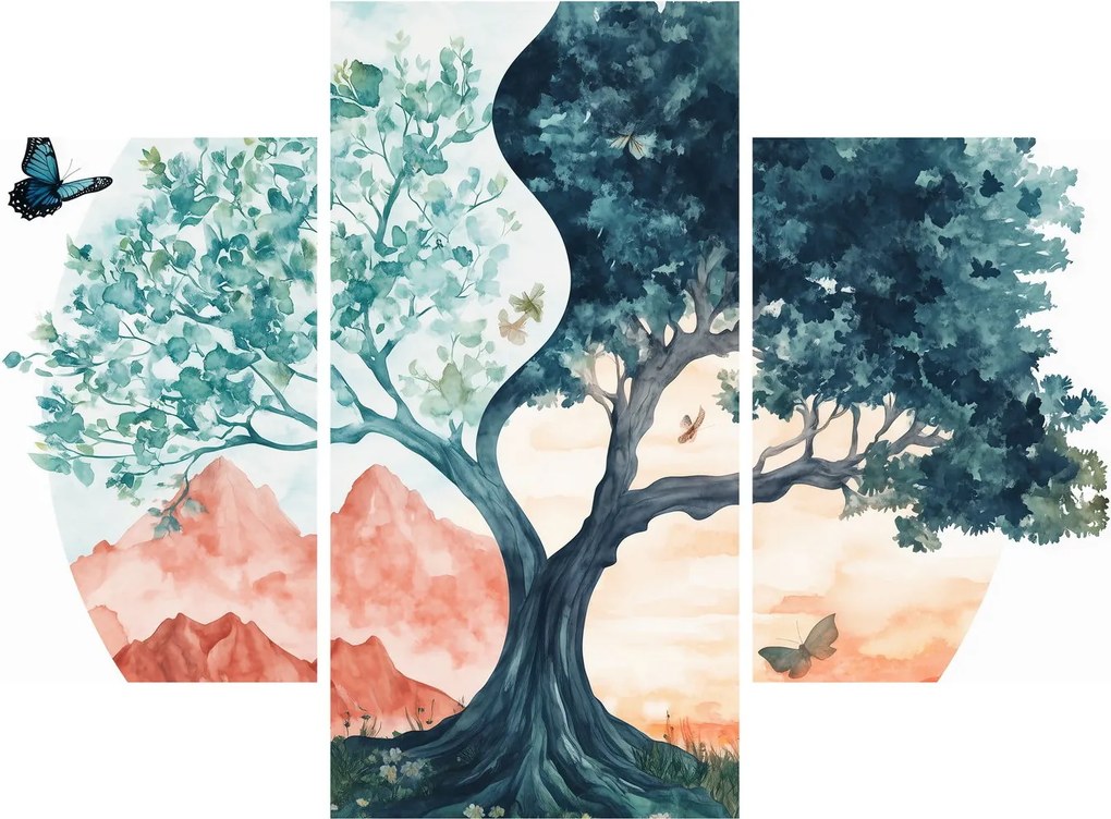 Obraz – Akvarelový strom plný života (90x60 cm)