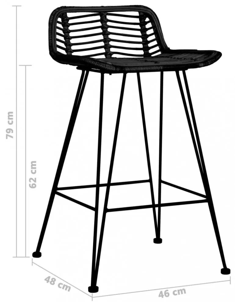 Barové stoličky 2 ks ratan / kov Dekorhome Prírodná