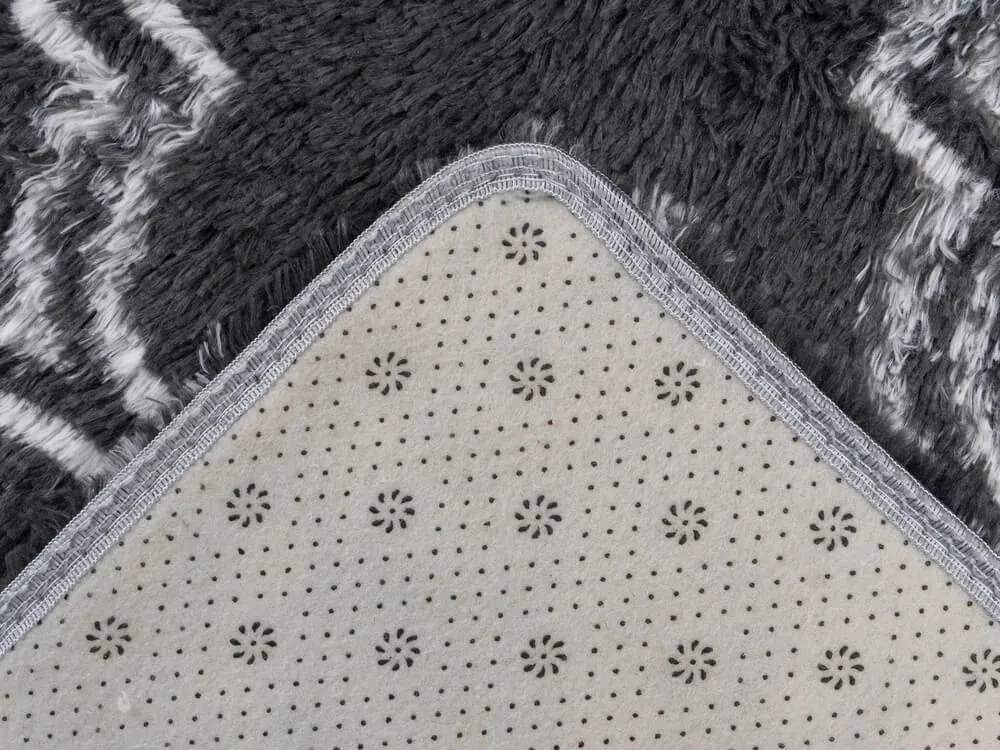 TZ Tmavosivý vzorovaný koberec shaggy Decor Latern Rozmer: 80x150 cm