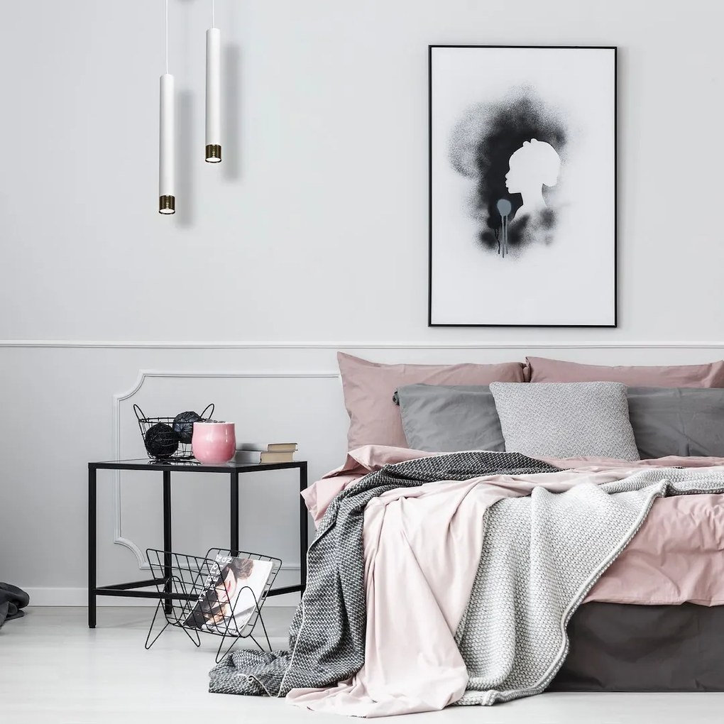 Závesné svietidlo Dani, 1x biele kovové tienidlo, w/ch