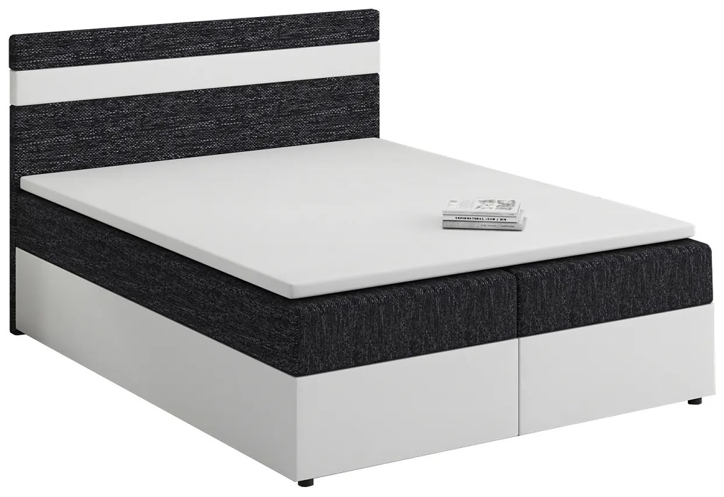 Kontinentálna posteľ 160x200 cm Mimosa Comfort (melírovaná čierna + biela) (s roštom a matracom). Vlastná spoľahlivá doprava až k Vám domov. 1056237