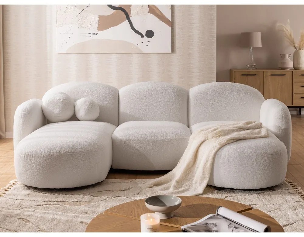 Krémová rohová pohovka z textílie buklé (do tvaru "U") Orbit – Ropez