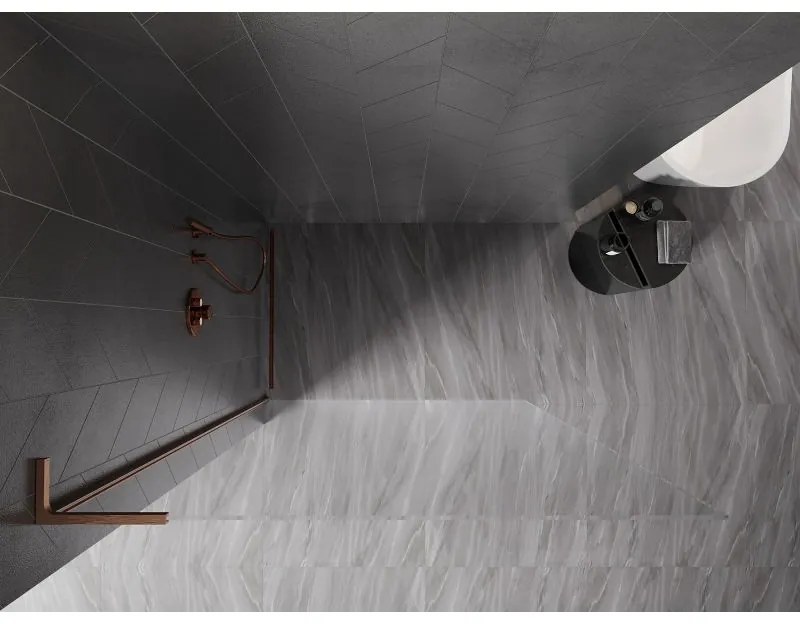 Mexen, Mexen Kioto-X L sprchová stena 120 x 200 cm, priehľadná 10 mm, brúsená meď - 800-120-107-65-00-X