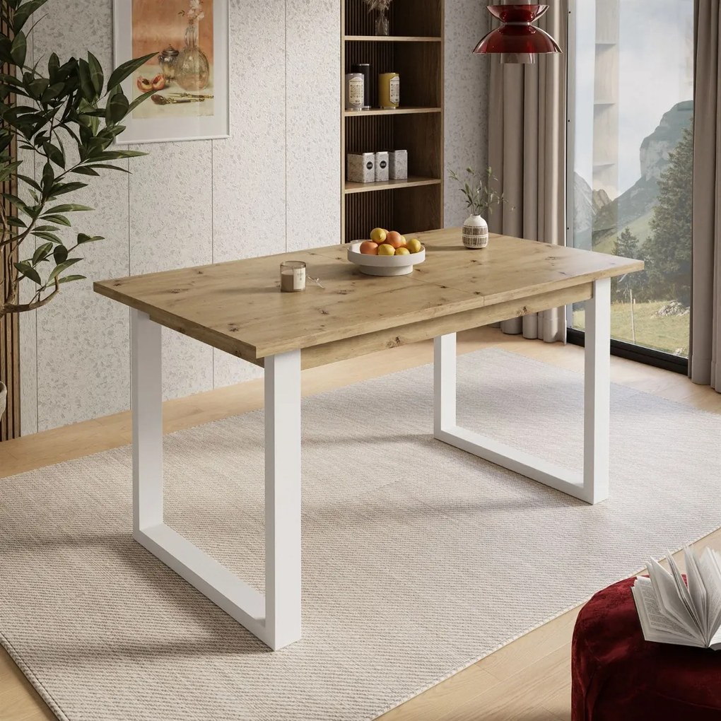 JEDÁLENSKÝ ROZKLADACÍ STÔL PLUTO DUB ARTISAN + BIELY 150 - 198 cm
