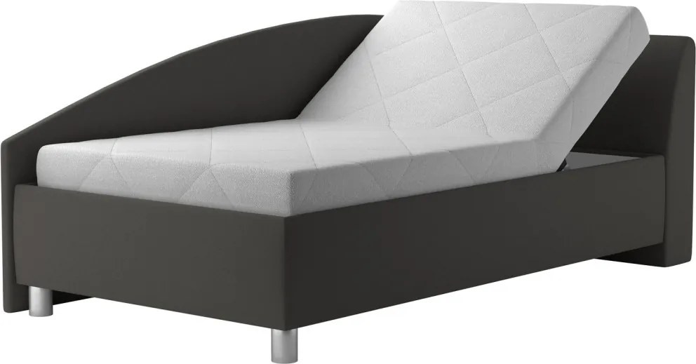 Rohová posteľ Andrew pravá 110x200 cm, tmavo šedá látka