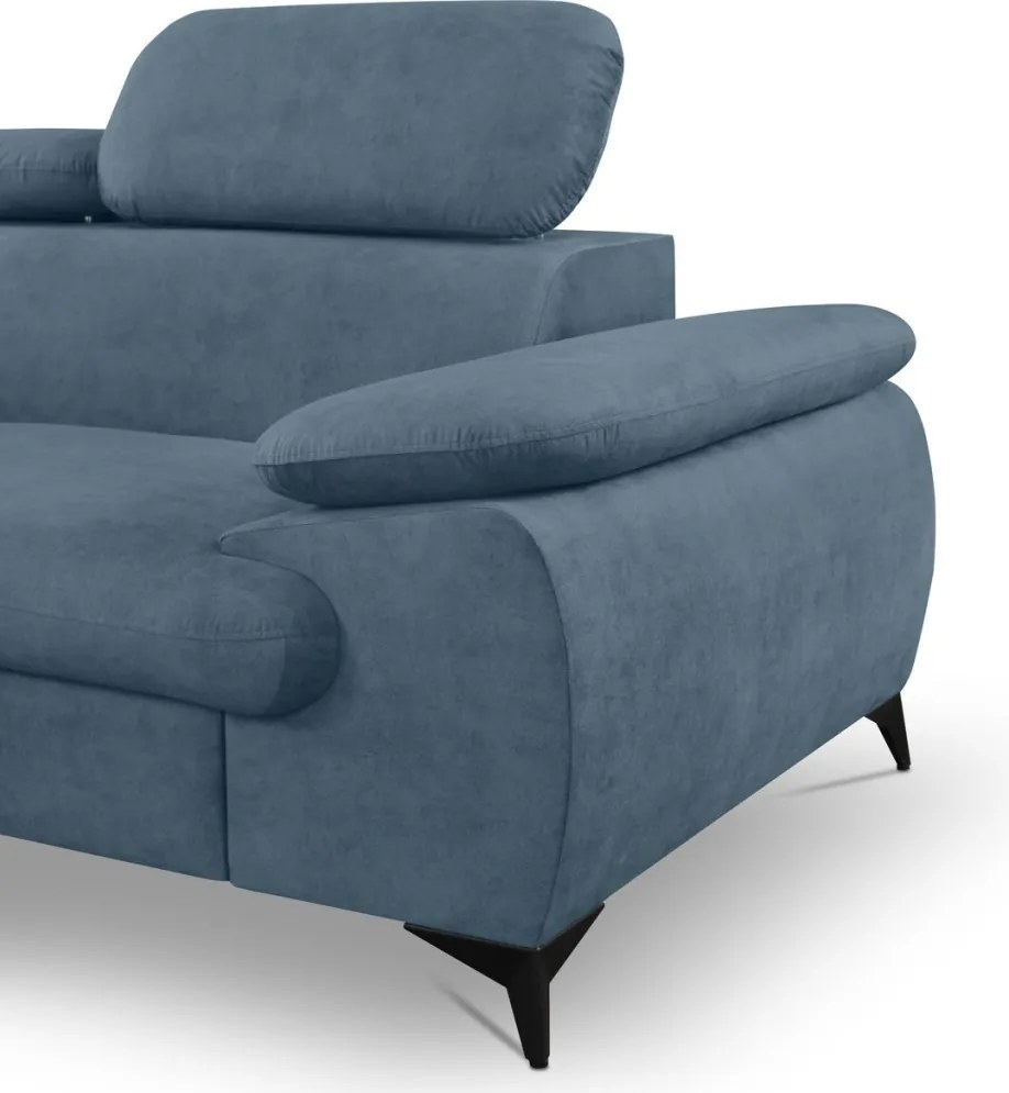 Rohová sedacia súprava Scala, denimovo modrá látka, ľavý roh