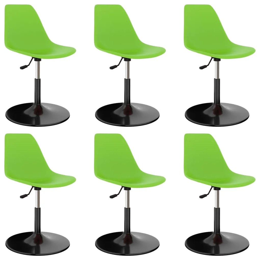 vidaXL Otočné jedálenské stoličky 6 ks, zelené, PP