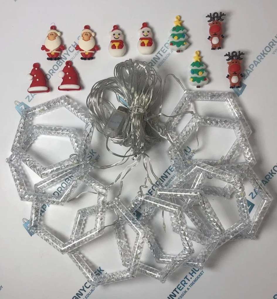 Vianočné svetielka - LED šesťhranné krúžky - 10 kusov - barevné