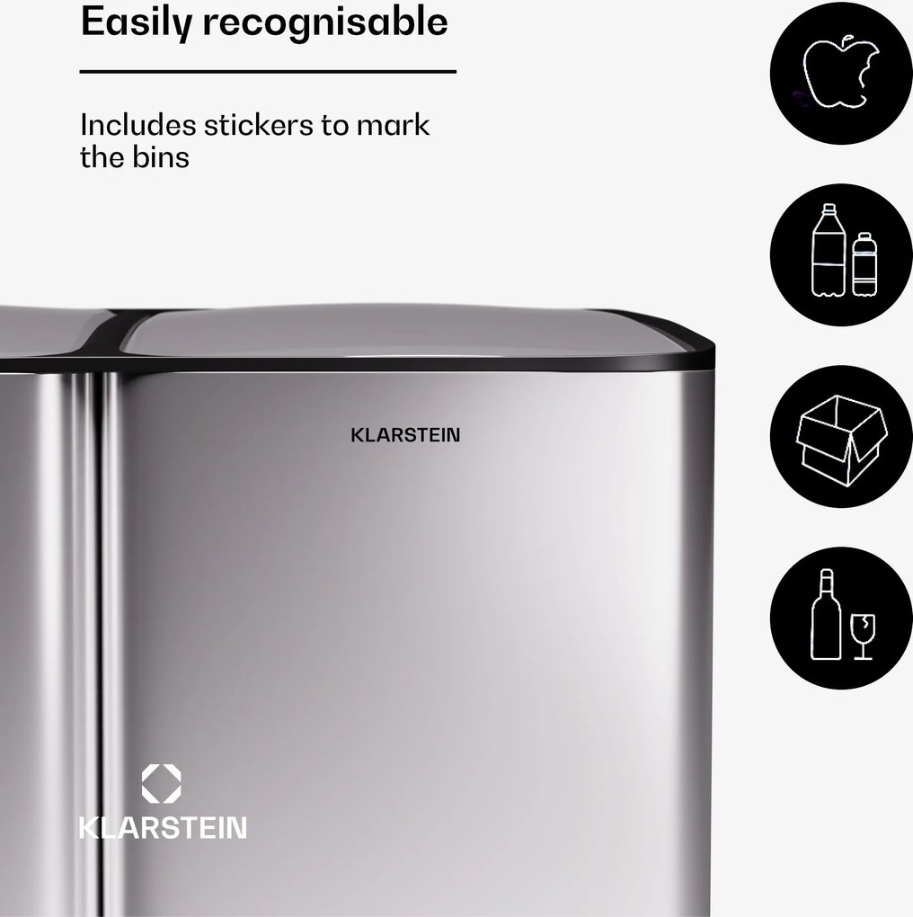 Klarstein Tiyo 3 v 1, kôš na odpadky, 60 litrov, vyberateľný kôš, s mäkkým zatváraním