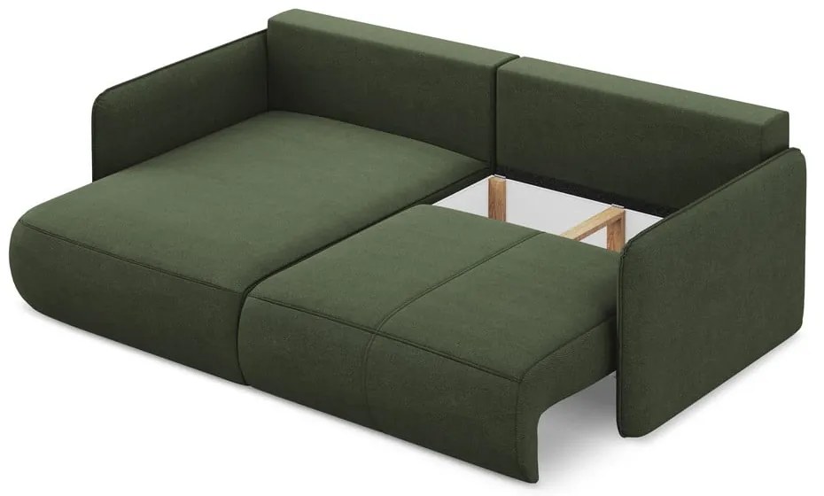 Zelená rozkladacia/s úložným priestorom rohová pohovka (ľavý roh) Nanea – Makamii