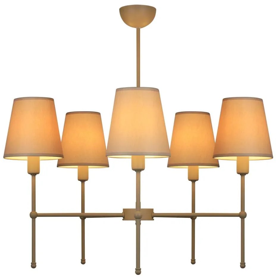 Luster na tyči MADELA 5xE14/40W/230V biela/béžová